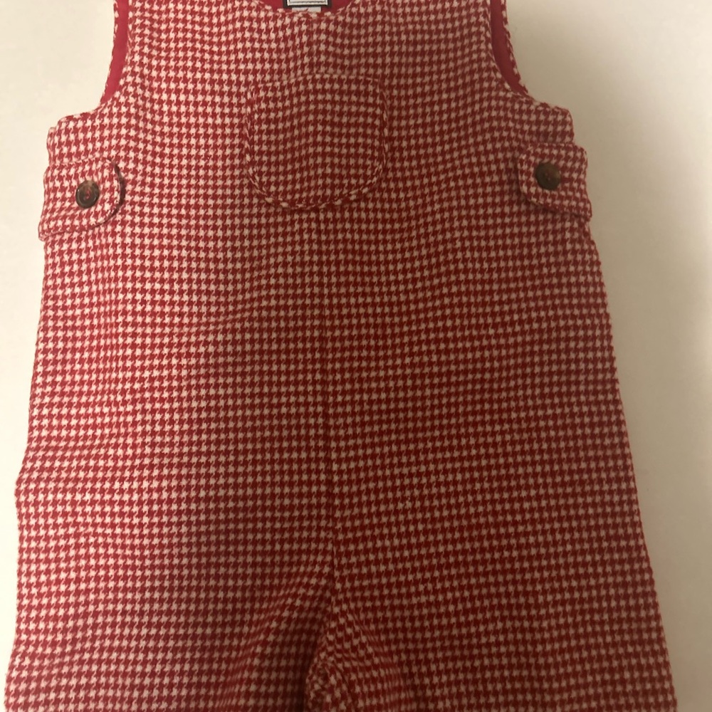Classic Red Houndstooth Kids Overalls